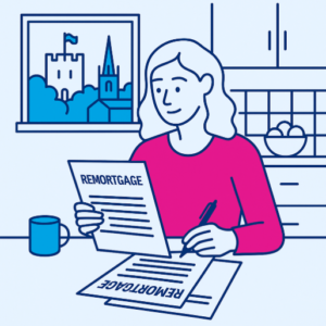 Homeowner reviewing remortgage paperwork at a Colchester kitchen table